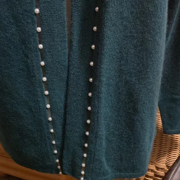 New With Tags ~ 100% Cashmere Cardigan ~ Charter Club ~ Teal ~ Size Medium - Picture 2 of 4